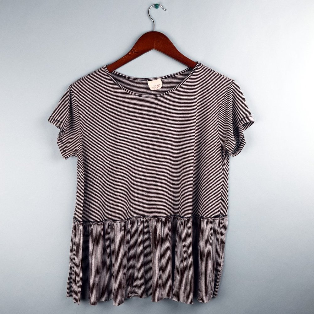 Striped Black and White Peplum Tee